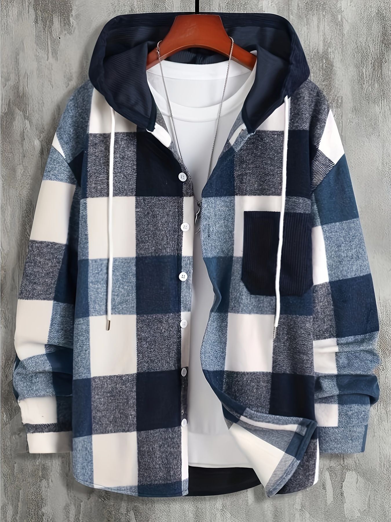 Herren Kapuzenjacke Kariert Modern Urban