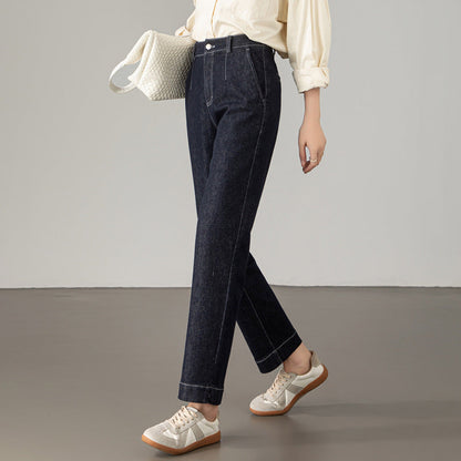 Damen Jeans Weite Bein Hochtaillierte Hosen Modern