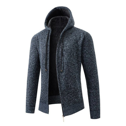 Herren Strickjacke Gefüttert Kapuze Warm