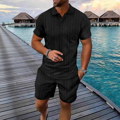 Herren Polo Shorts Set Modern Strick Sommer