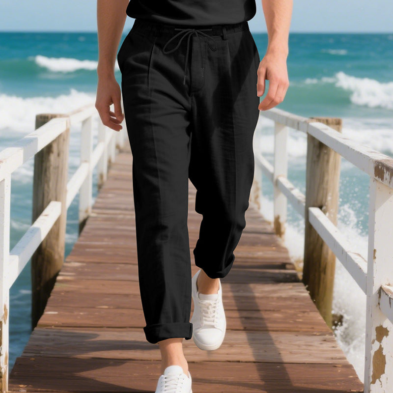 Herren Strandhose Leicht Atmungsaktiv mit Kordelzug und Seitentaschen