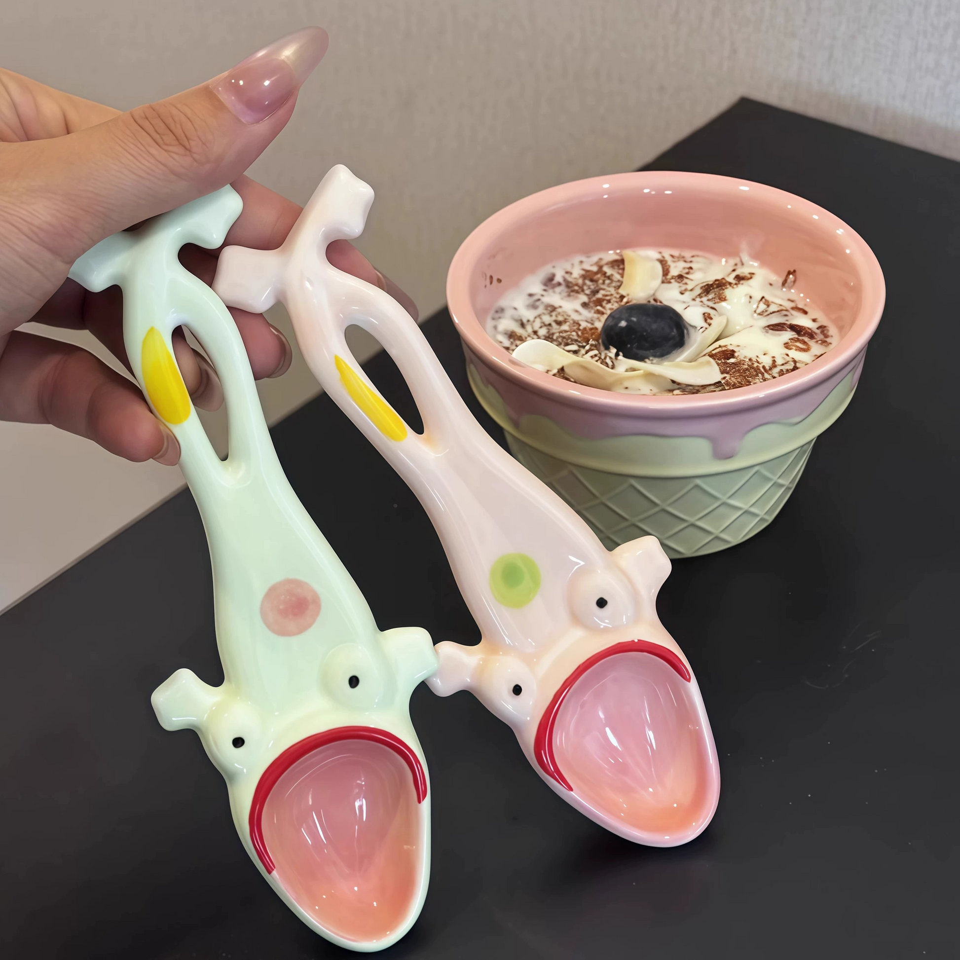 Keramiklöffel Lustig Frosch Dekoration Langgriff - BerlinGlamour
