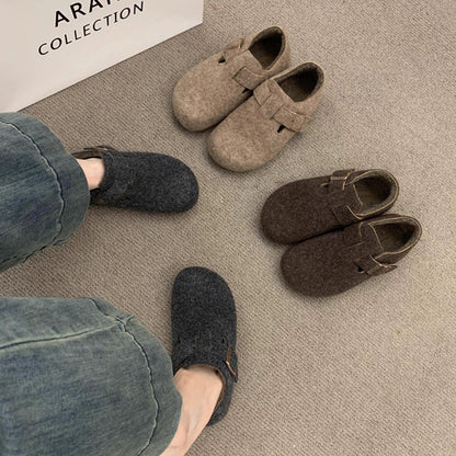 Damen Filzschuhe Bequem Riemchen Clogs Warm