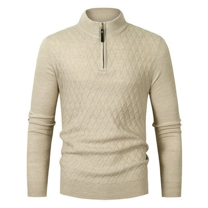 Herren Strickpullover Rautenmuster Reißverschluss Modern