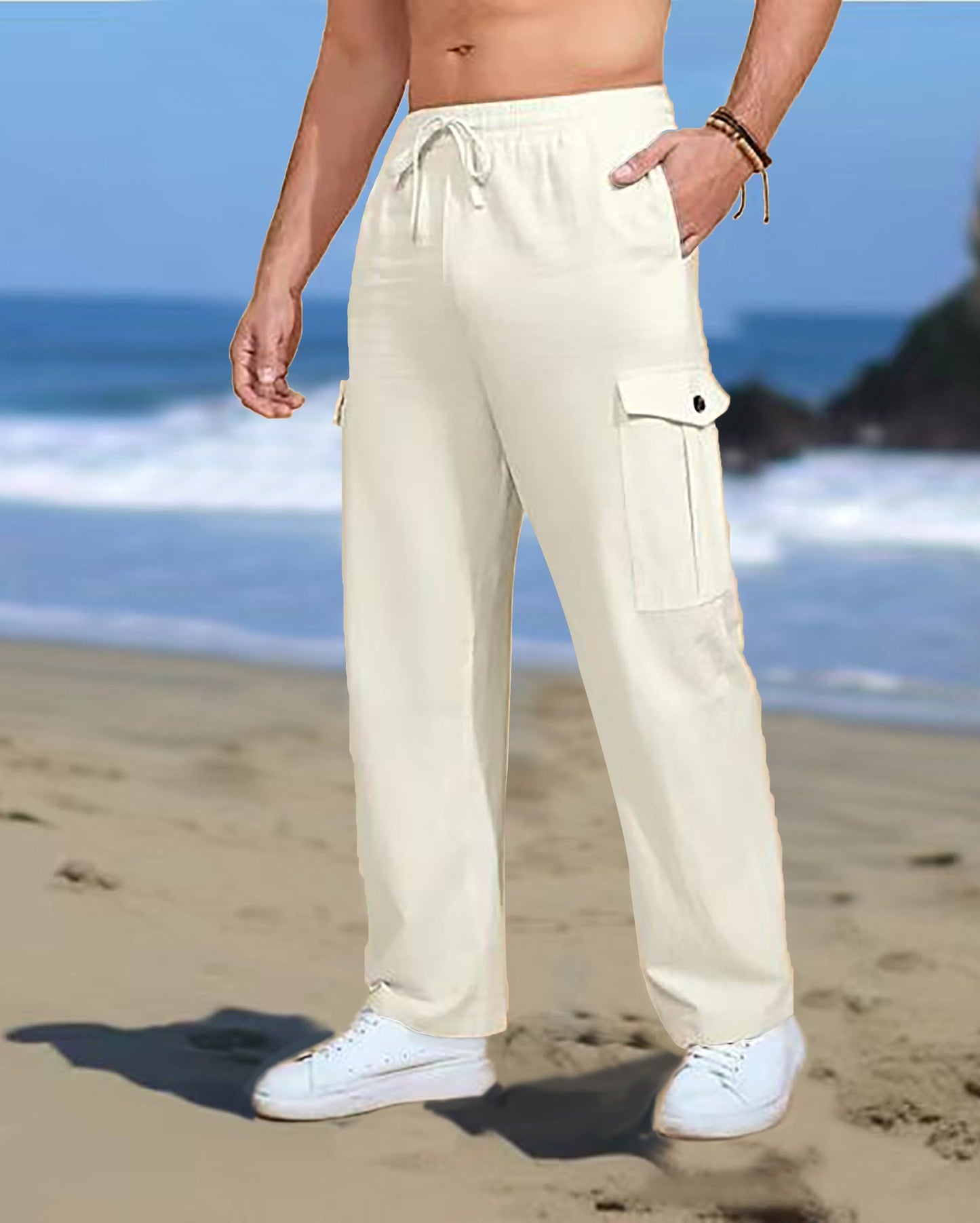 Herren Cargo-Hose Elastisch mit Taschen Sportlich