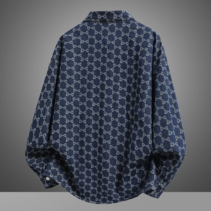 Herren Denim Hemd Lässig Mit Einzigartigem Muster
