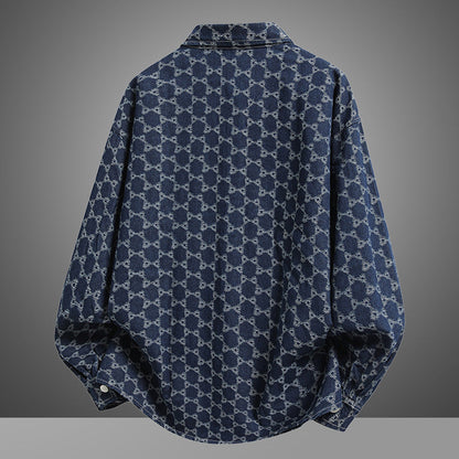 Herren Denim Hemd Lässig Mit Einzigartigem Muster