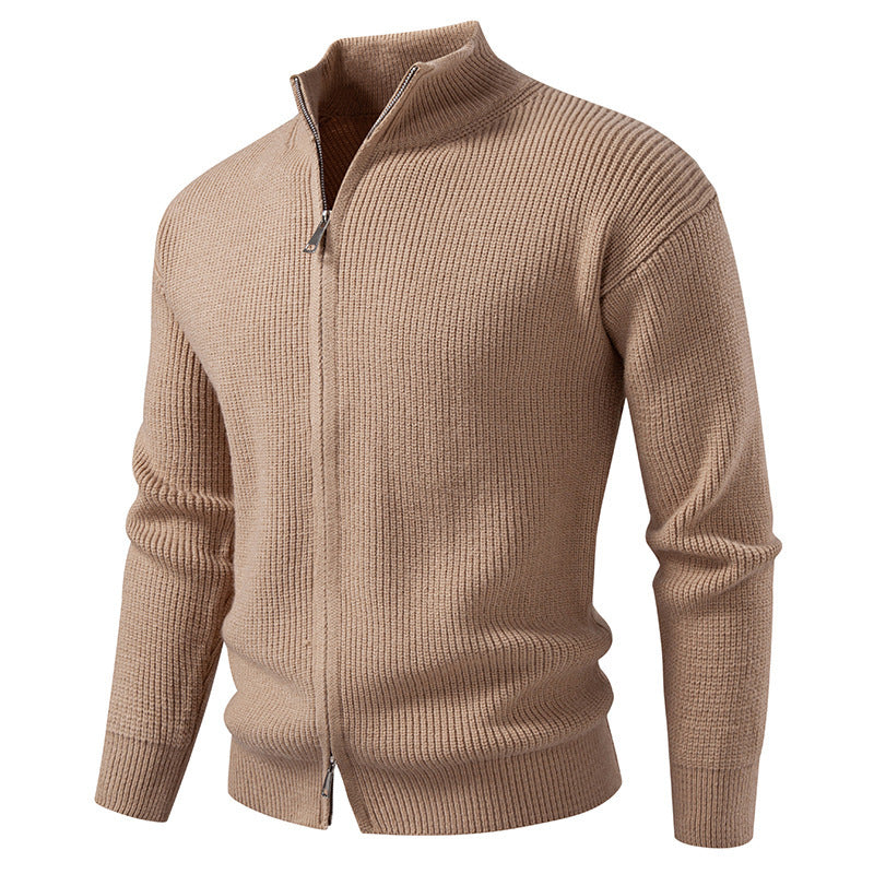 Herren Strickjacke Hochkragen Reißverschluss Modern