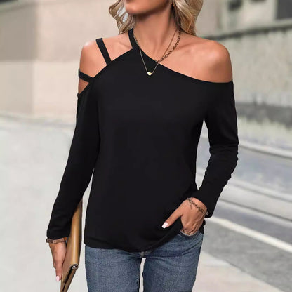 Damen Oberteil Asymmetrisch Cut-Out Top Modern