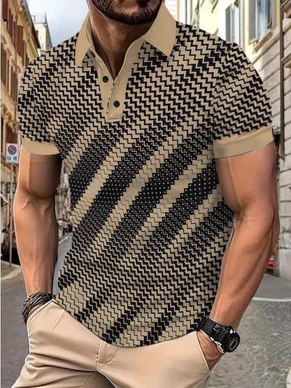 Herren Poloshirt Modern Geometrisch Design Berlin Style