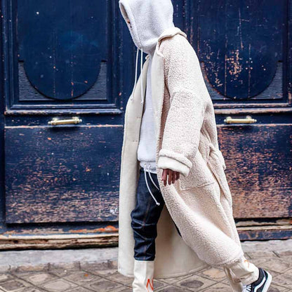Herren Wollmantel Oversized Warm mit Taschen und Hochkragen