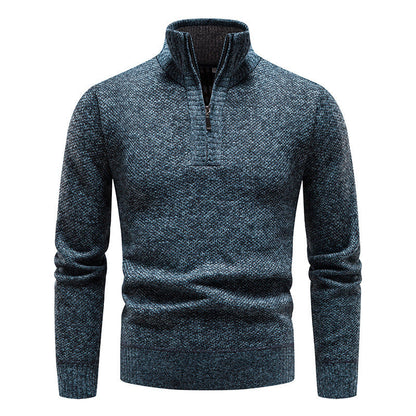 Herren Strickpullover Modern Stehkragen Reißverschluss Elegent