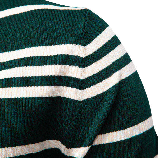 Herren Polo Pullover Streifenmuster Leicht Modern