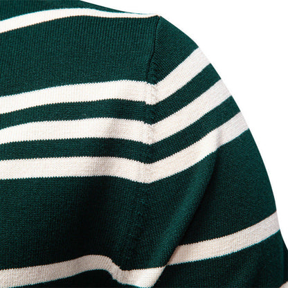 Herren Polo Pullover Streifenmuster Leicht Modern