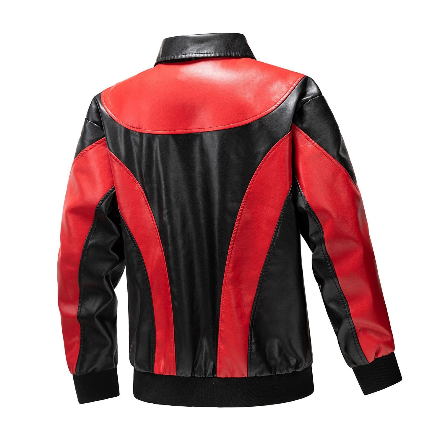 Lederjacke Herren Retro Style Schwarz Glanzleder