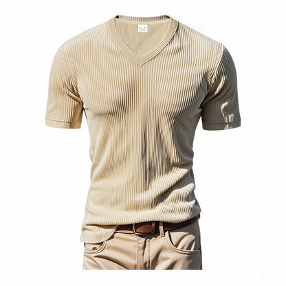 Herren T-Shirt V-Ausschnitt Modern Strukturiert