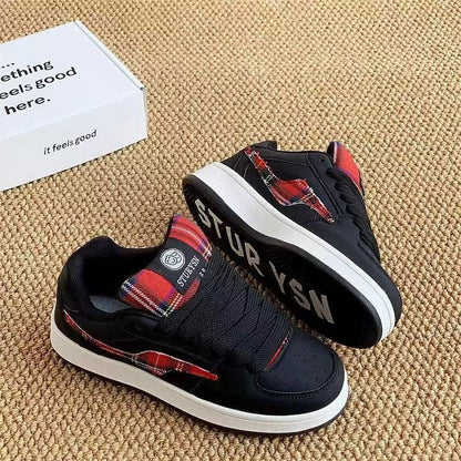 Damen Sneaker Sportlich Kariert Rutschfest