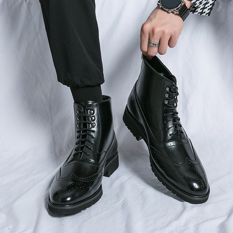 Damen Schnürstiefel Leder Elegante Hochgeschlossen Winterstiefel