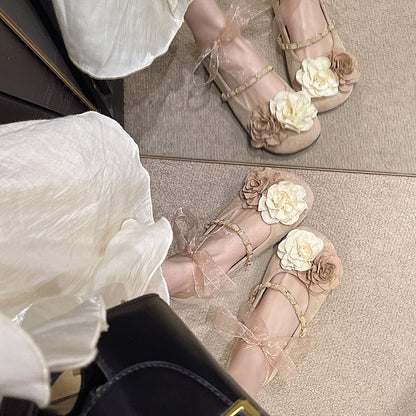 Damen Ballerinas Elegante Blumen Design
