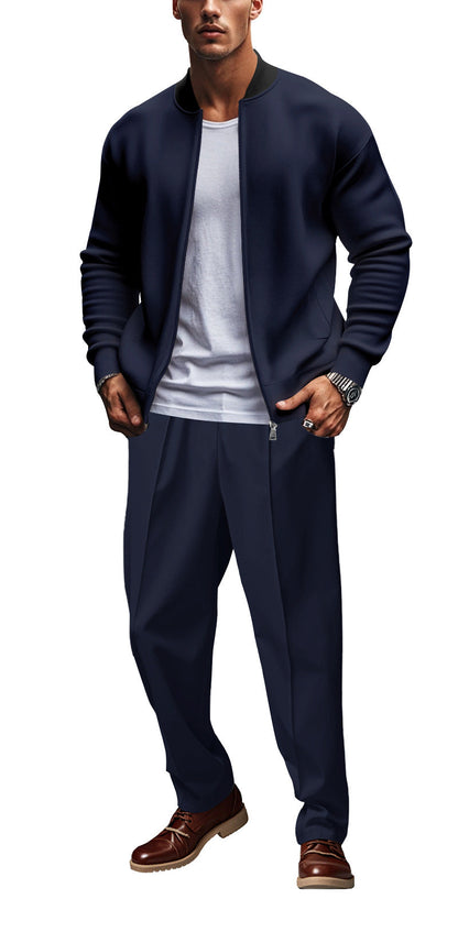 Herren Jogginganzug Lässig Bomberjacke Hose Set Sportlich