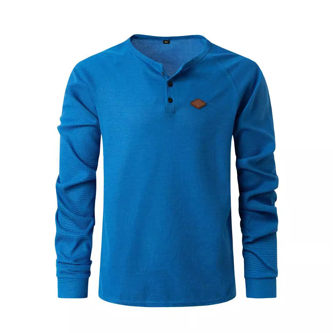 Herren Langarmshirt Strukturiert Knopfdetails Modern