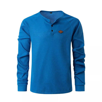 Herren Langarmshirt Strukturiert Knopfdetails Modern