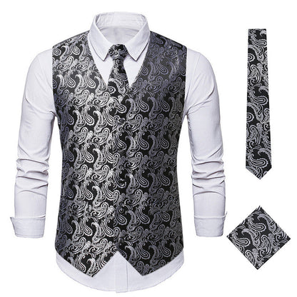 Herren Weste Elegant Blumenmuster Slim Fit