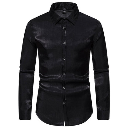 Elegantes Herren Hemd Langarm Glänzend Modern