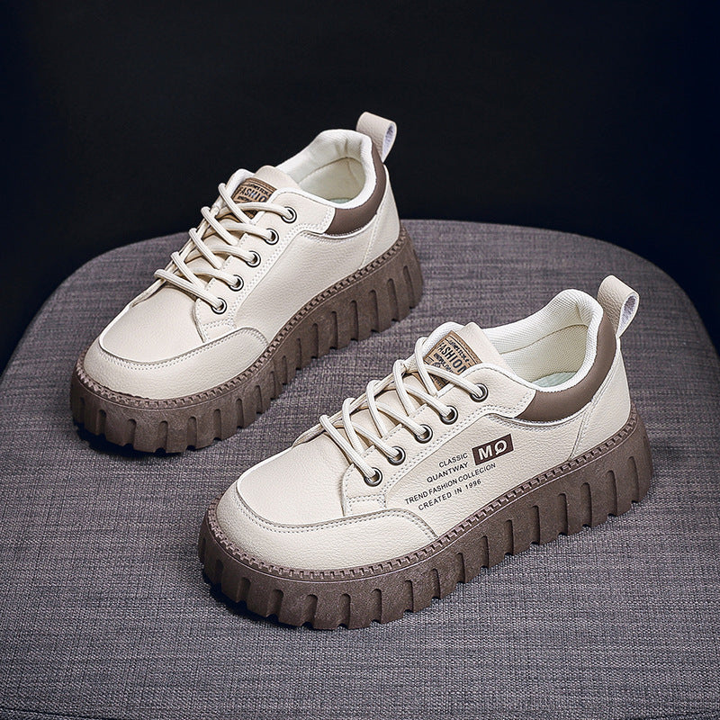Damen Sneaker Plattform atmungsaktiv mit Gummi-Lauffläche