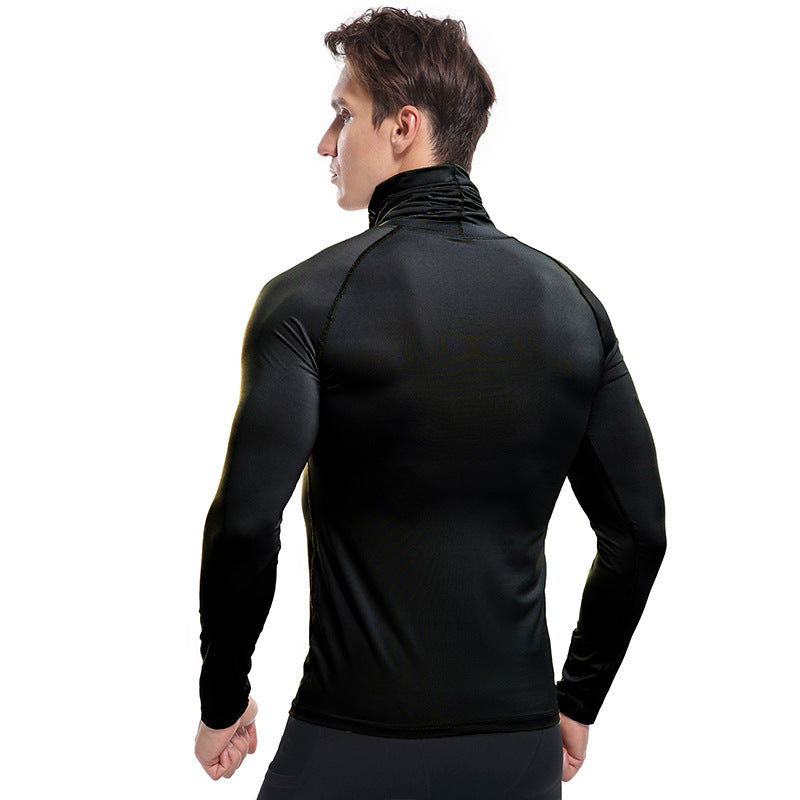 Herren Langarmshirt Stehkragen Kompressor Hemd Modern