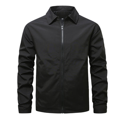Herren Übergangsjacke Modern Lederlook Schwarz