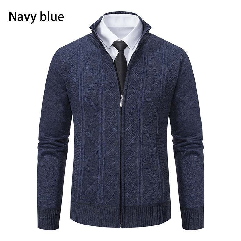 Herren Strickjacke Modern mit Reißverschluss Hochkragen