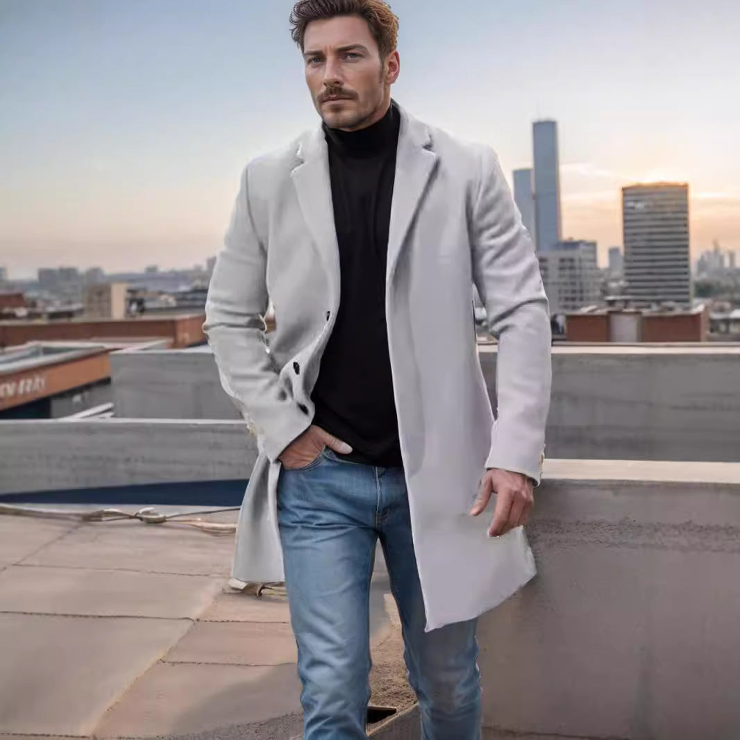 Herren Langmantel Modern Eleganter Schnitt Schwarz - BerlinGlamour