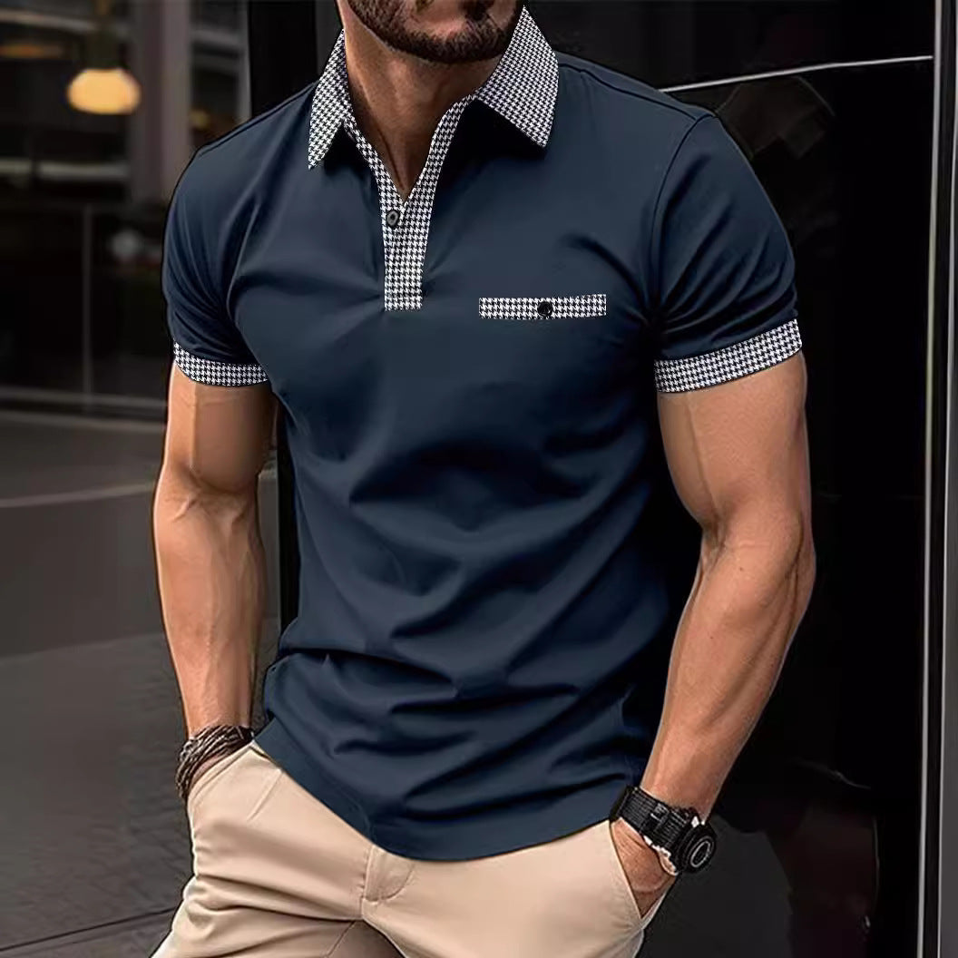 Herren Poloshirt Kariert Modern mit Brusttasche