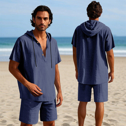 Herren Sportswear Kapuzenhemd Shorts Set Casual