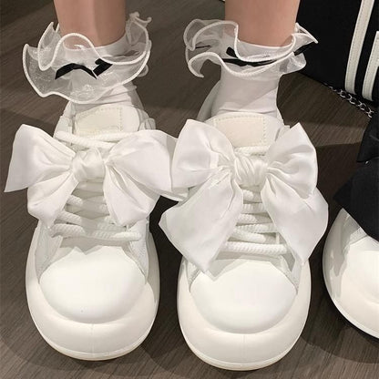Damen Sneaker atmungsaktiv mit Schleifen Optik Frauen Sportschuhe