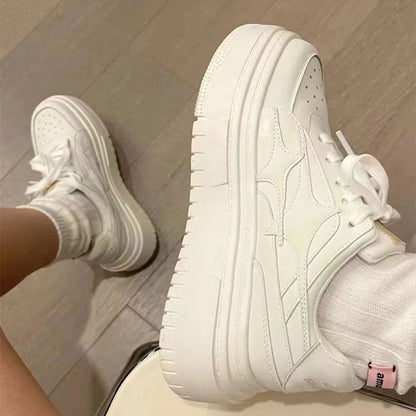 Damen Plattform Sneaker Leder atmungsaktiv Komfort Sohle