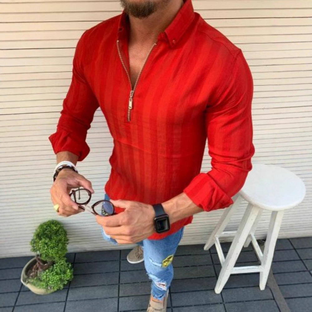 Herren Langarmshirt Modern Streifenmuster Slim Fit - BerlinGlamour