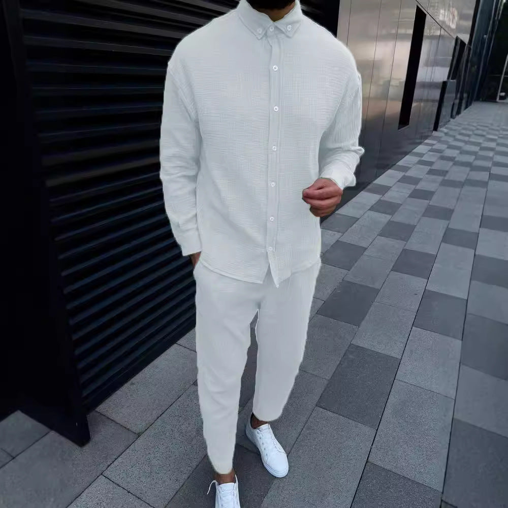 Herren Hemd Langarm Elegant Strukturiert Modern