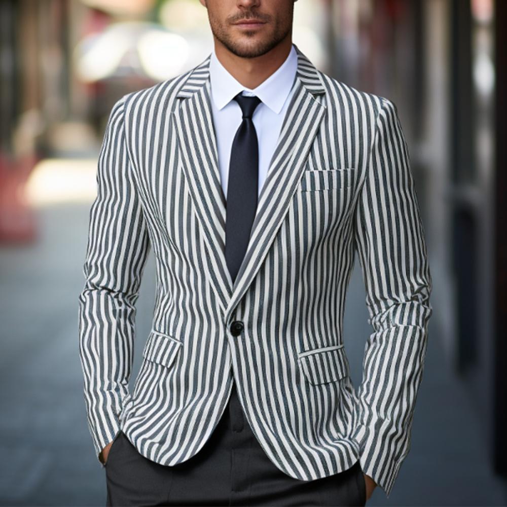 Herren Blazer Streifen Elegant Modern Slim Fit - BerlinGlamour