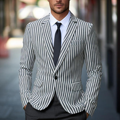 Herren Blazer Streifen Elegant Modern Slim Fit - BerlinGlamour