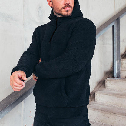 Herren Fleece Pullover Kapuzenpullover Weich Warm mit Taschen