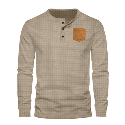 Herren Langarmshirt Leder Look Strukturiert Modern