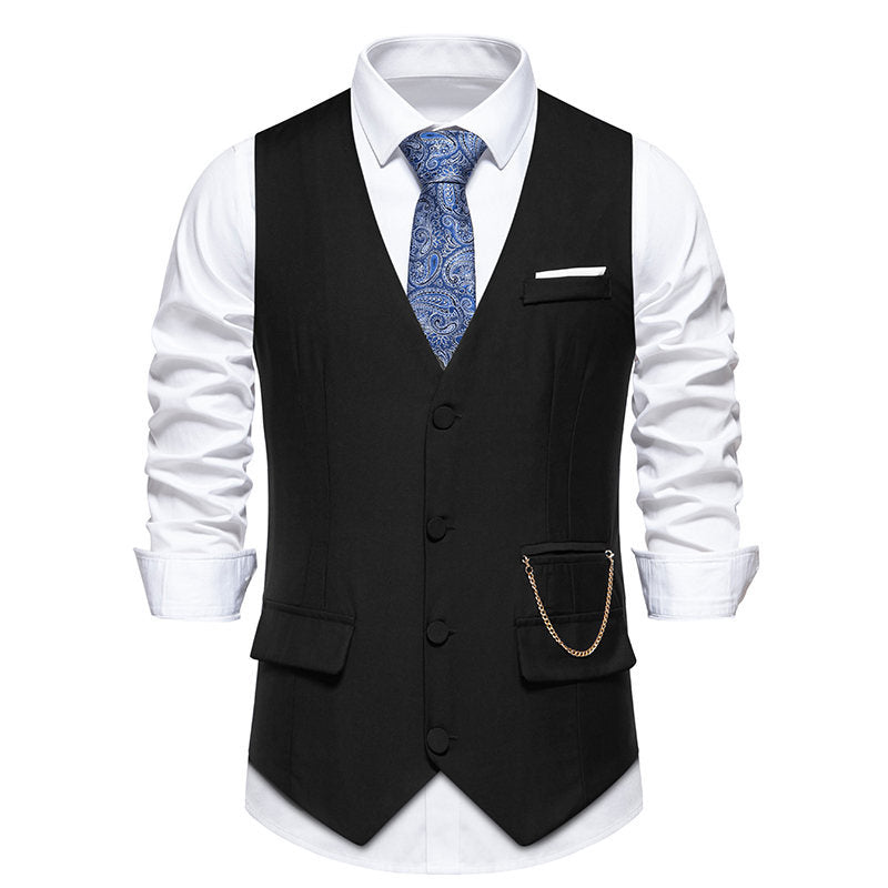 Herren Anzugweste Elegante Slim Fit Mit Taschen