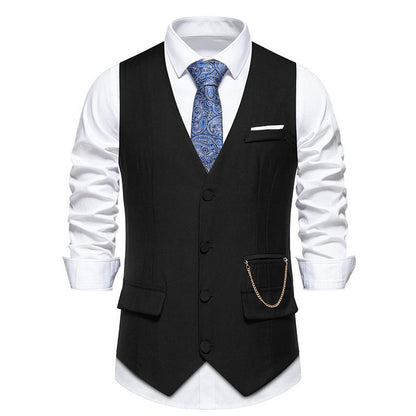 Herren Anzugweste Elegante Slim Fit Mit Taschen