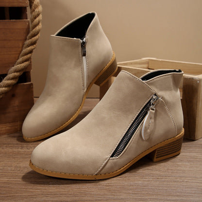 Damen Stiefeletten Bequem Blockabsatz Schwarz Modisch - BerlinGlamour