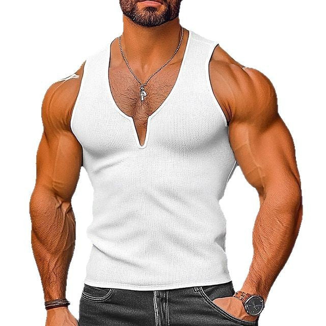 Herren Sportshirt V-Ausschnitt Rippstruktur Fitness