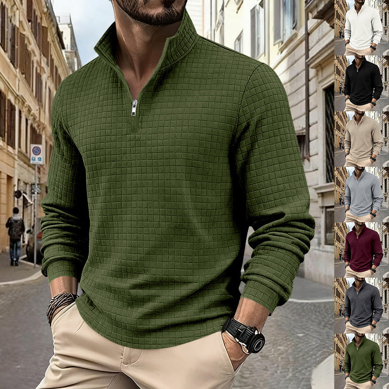 Herren Fleecejacke Reißverschluss Strukturiert Modern - BerlinGlamour