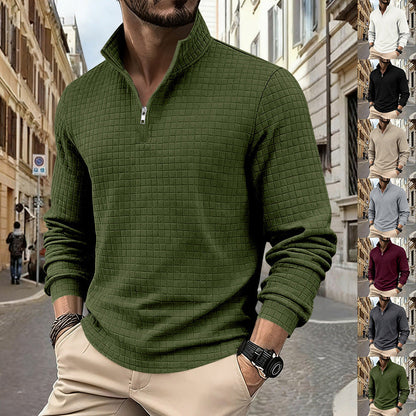 Herren Sweatshirt Halbzipper Strukturiert Modern - BerlinGlamour
