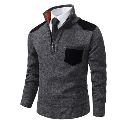 Herren Pullover Stehkragen mit Brusttasche Eleganter Style